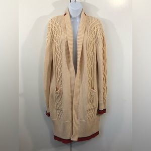 VICI Flawless Cream Heavy Cable Knit Long Cardigan Size M